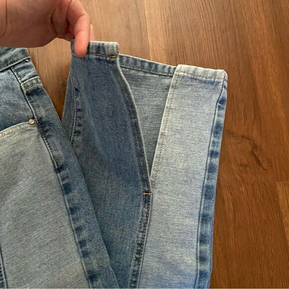 Nasty Gal Jeans Split Hem Color Block Blue Size 6 Flirty Feminine - Picture 12 of 13